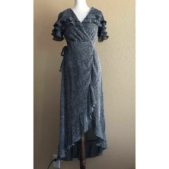 ALI & JAY Black Chiffon Yolo Ruffle Wrap Dress XS - Picture 11 of 12